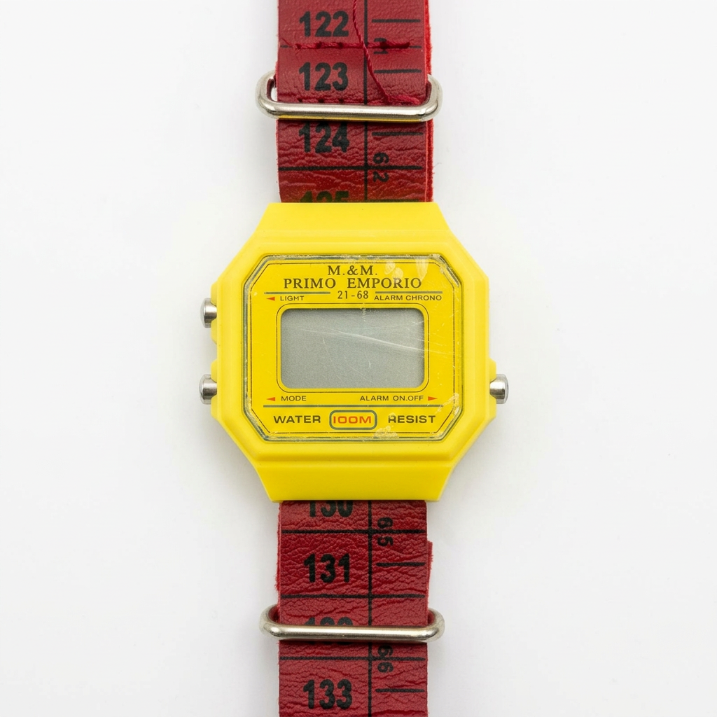 Orologio M&M Primo Emporio 21-68, cassa Gialla, cinturino a metro Bordeaux