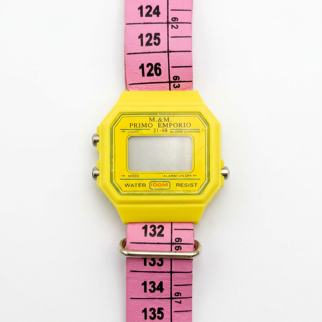 Orologio M&M Primo Emporio 21-68, cassa Gialla, cinturino a metro Rosa