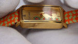 Orologio Le Carose Donna Rettangolare Fantasia Floreale Arancione Fashion