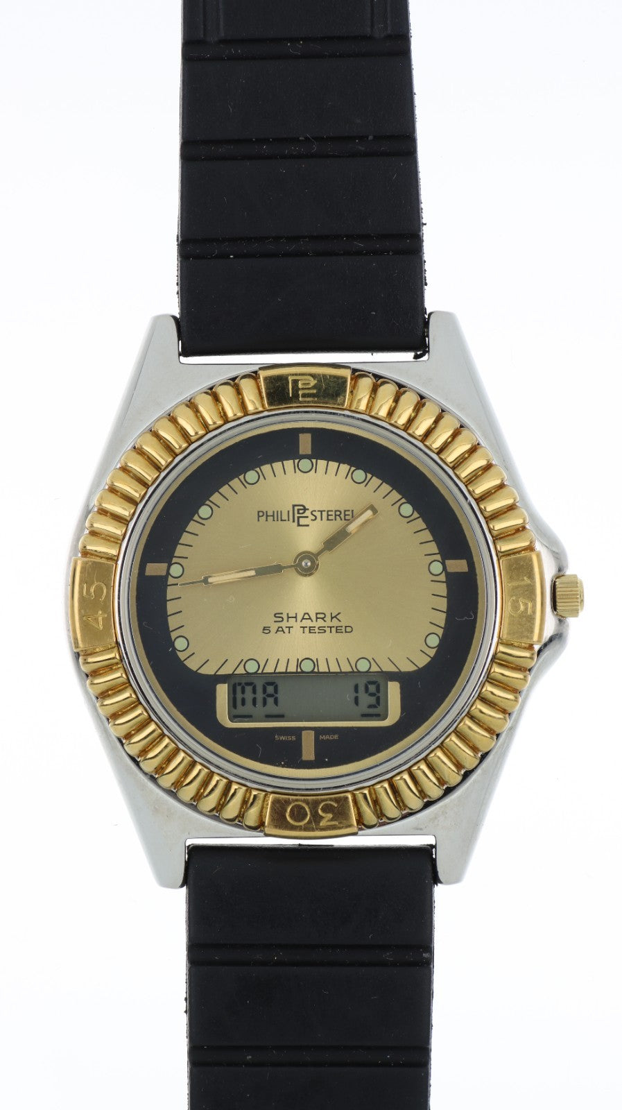 Philip Sterel Shark Ana-Digi Swiss Made Unisex Vintage 5 ATM Tested