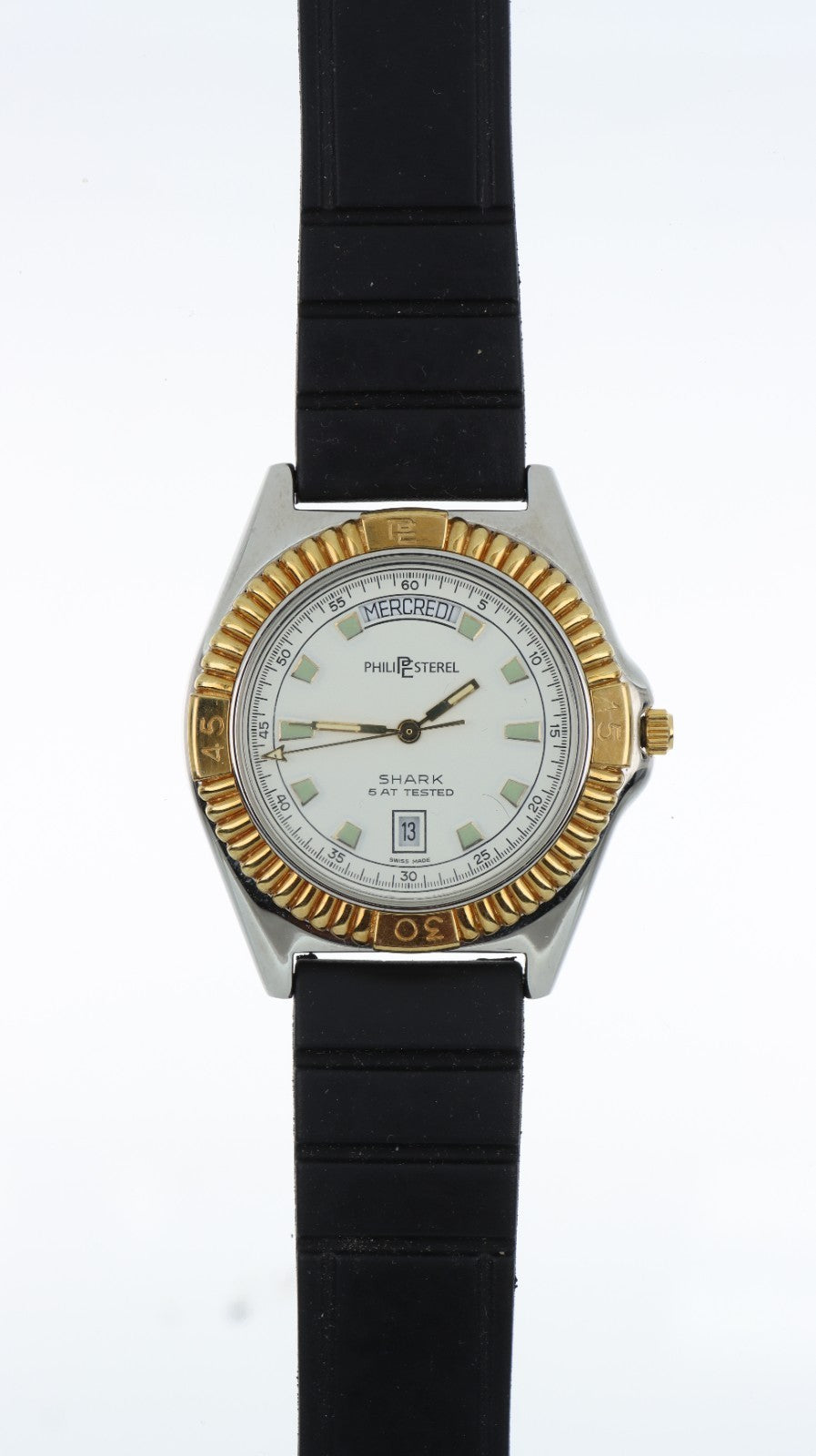 Philip Sterel Shark Swiss Made Uomo Vintage Data Giorno 5 ATM Tested