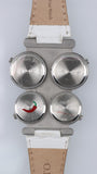 Orologio Donna Multiplo 4 Quadranti Strass Cinturino Bianco Fashion Originale