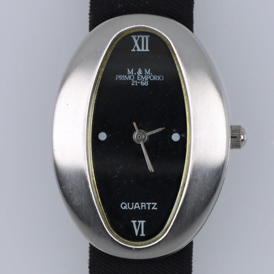 M&M Primo Emporio 21-68 Orologio Donna Vintage Ovale Nero Silver Quartz Batteria
