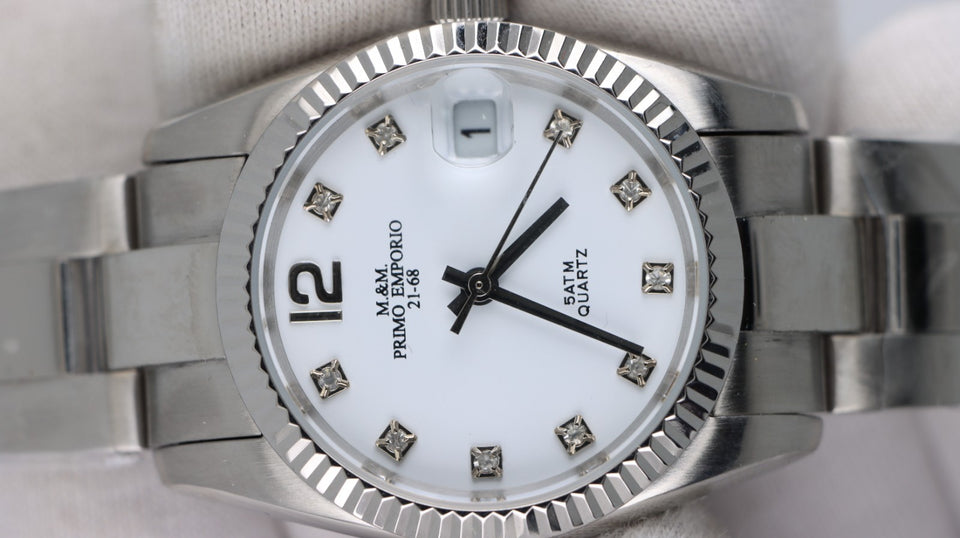 Orologio Donna M&M Primo Emporio Silver White Dial Cristalli Quartz