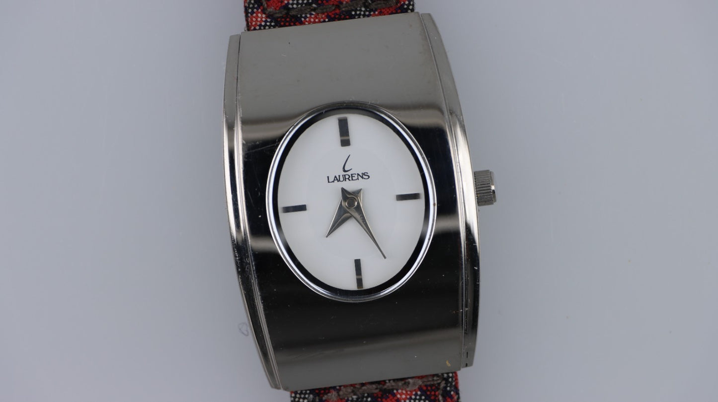 Orologio Laurens Donna Elegante Acciaio Cinturino Fantasia Quadri Quartz