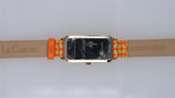 Orologio Donna Le Carose Rettangolare Arancione Fiori Strass Quartz Fashion