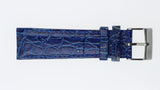 Cinturino 20mm Orologio Vera Pelle Blu Effetto Coccodrillo con Fibbia Acciaio