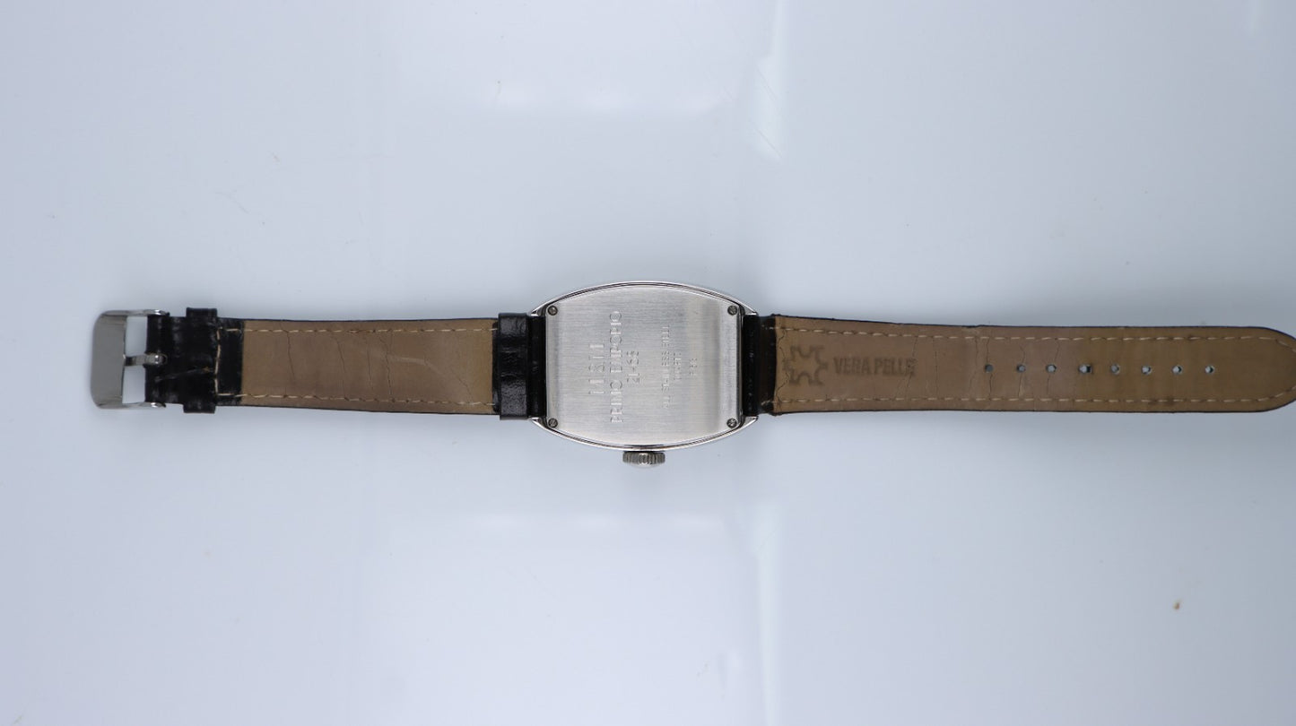 M&M Primo Emporio 21-68 Orologio Uomo Tonneau Nero Big Date Vera Pelle Quartz