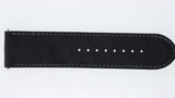 Cinturino 24MM Orologio Nero in Pelle con Cuciture a Contrasto e Fibbia Acciaio