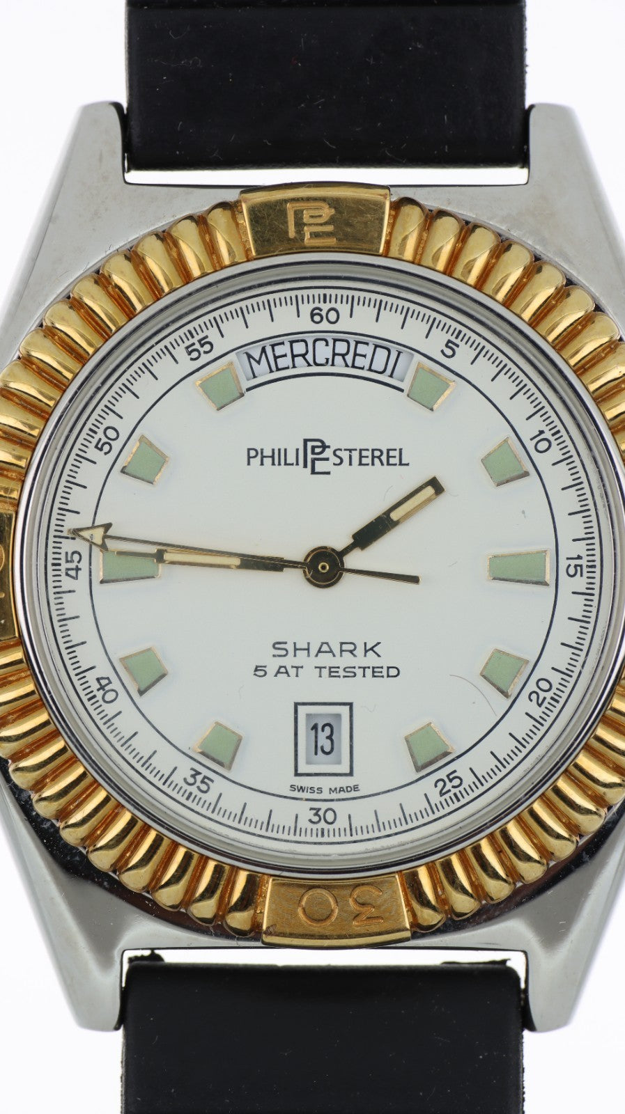 Philip Sterel Shark Swiss Made Uomo Vintage Data Giorno 5 ATM Tested