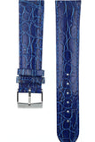 Cinturino 20mm Orologio Vera Pelle Blu Effetto Coccodrillo con Fibbia Acciaio