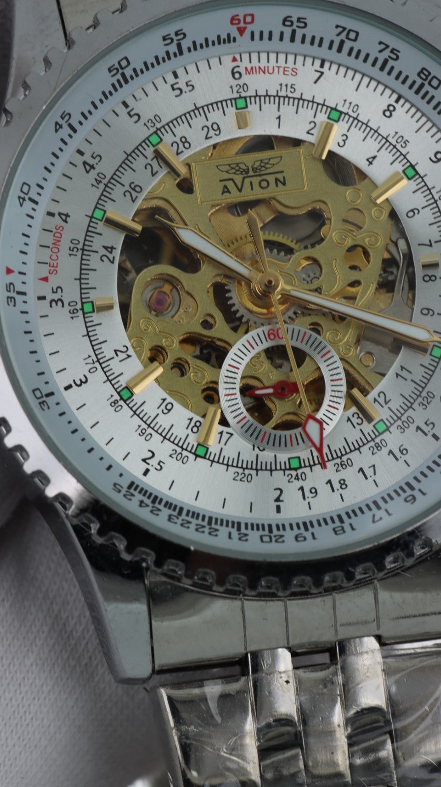Avion AO34 Orologio Automatico Scheletrato Uomo Acciaio Mechanical Watch