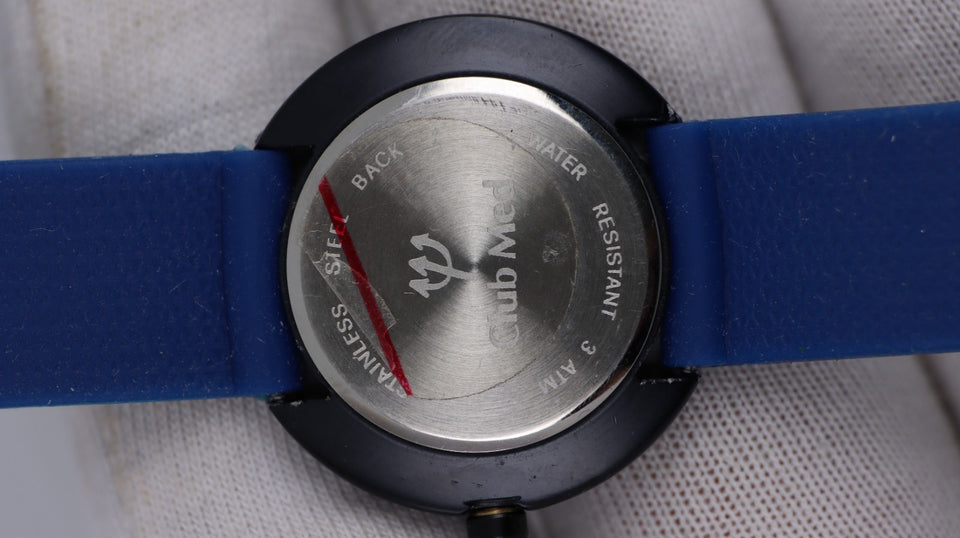 Orologio Club Med Vintage Unisex Quartz Francia Cinturino Blu Design Pop Anni 90