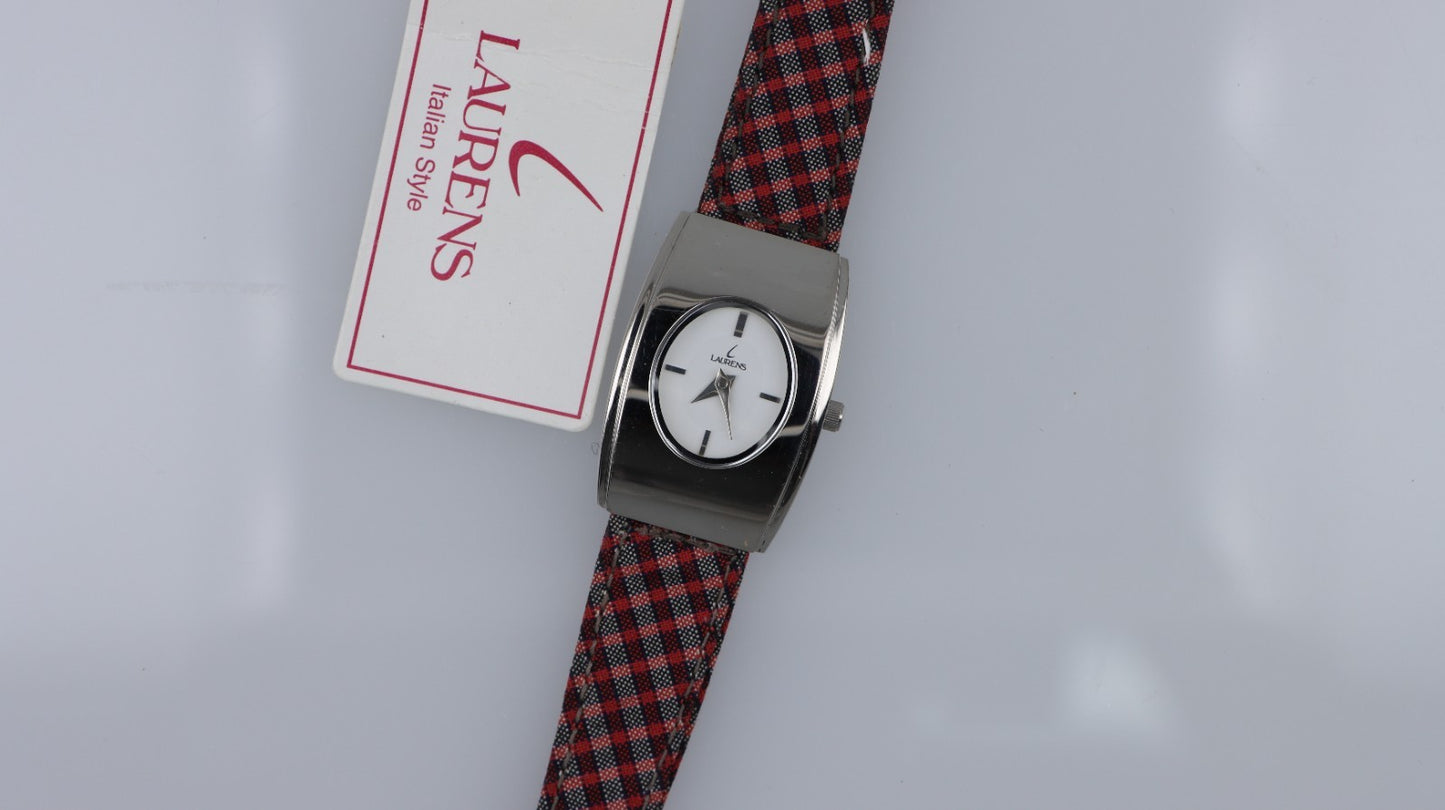 Orologio Laurens Donna Elegante Acciaio Cinturino Fantasia Quadri Quartz