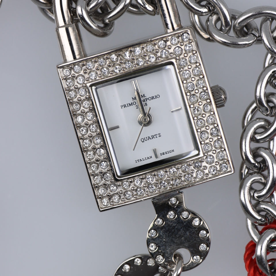 M&M Primo Emporio 21-68 Orologio Collana Donna Lucchetto Strass Quartz Batteria