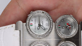 Orologio Donna Multiplo 4 Quadranti Strass Cinturino Bianco Fashion Originale