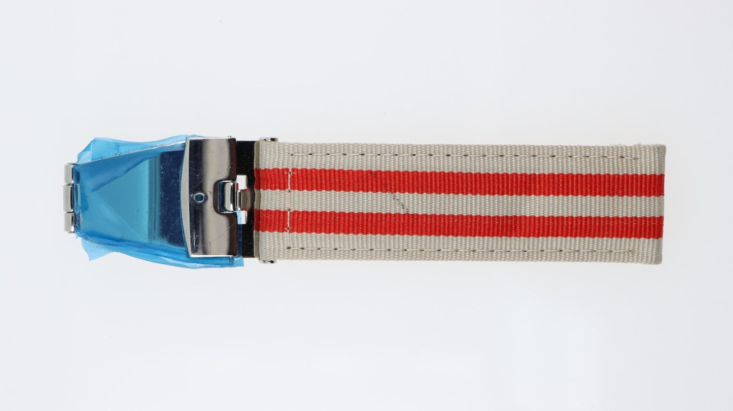 Iceberg Cinturino 24mm Pelle e Tessuto Unisex Bianco e Rosso