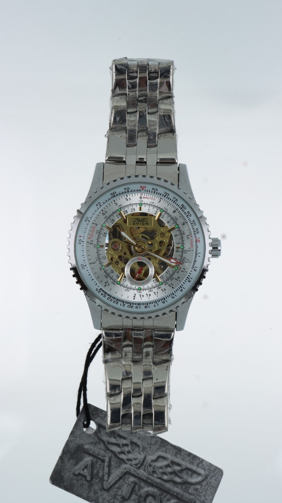 Avion AO34 Orologio Automatico Scheletrato Uomo Acciaio Mechanical Watch