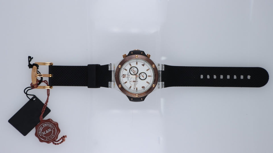 Orologio M&M Primo Emporio Uomo Chronograph Nero Oro Rosa Silicone Quartz