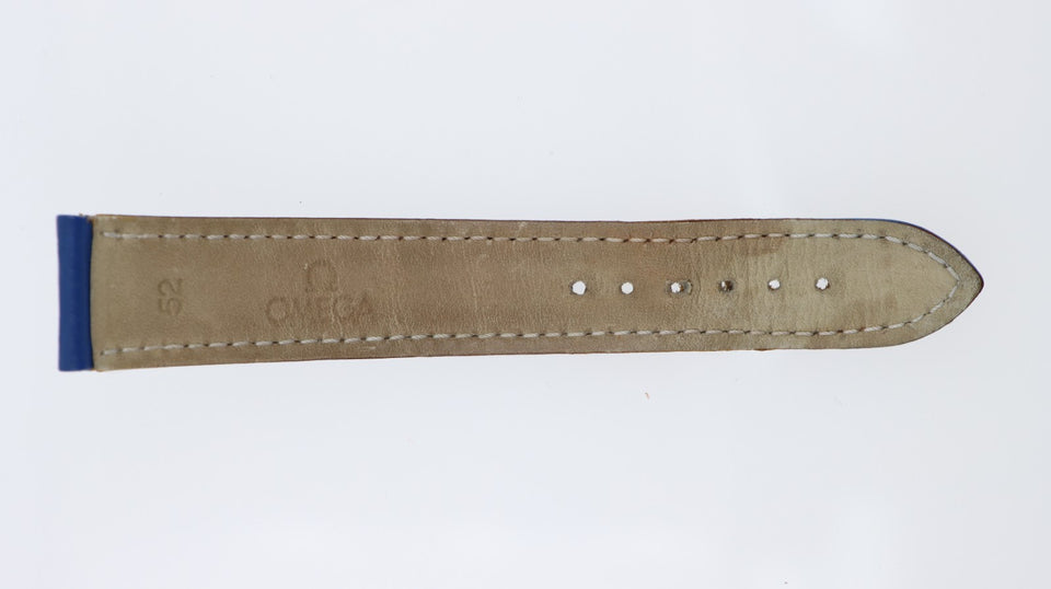 Cinturino Omega Orologio Blu 18 mm Vera Pelle Cuciture Bianche Vintage Ricambio