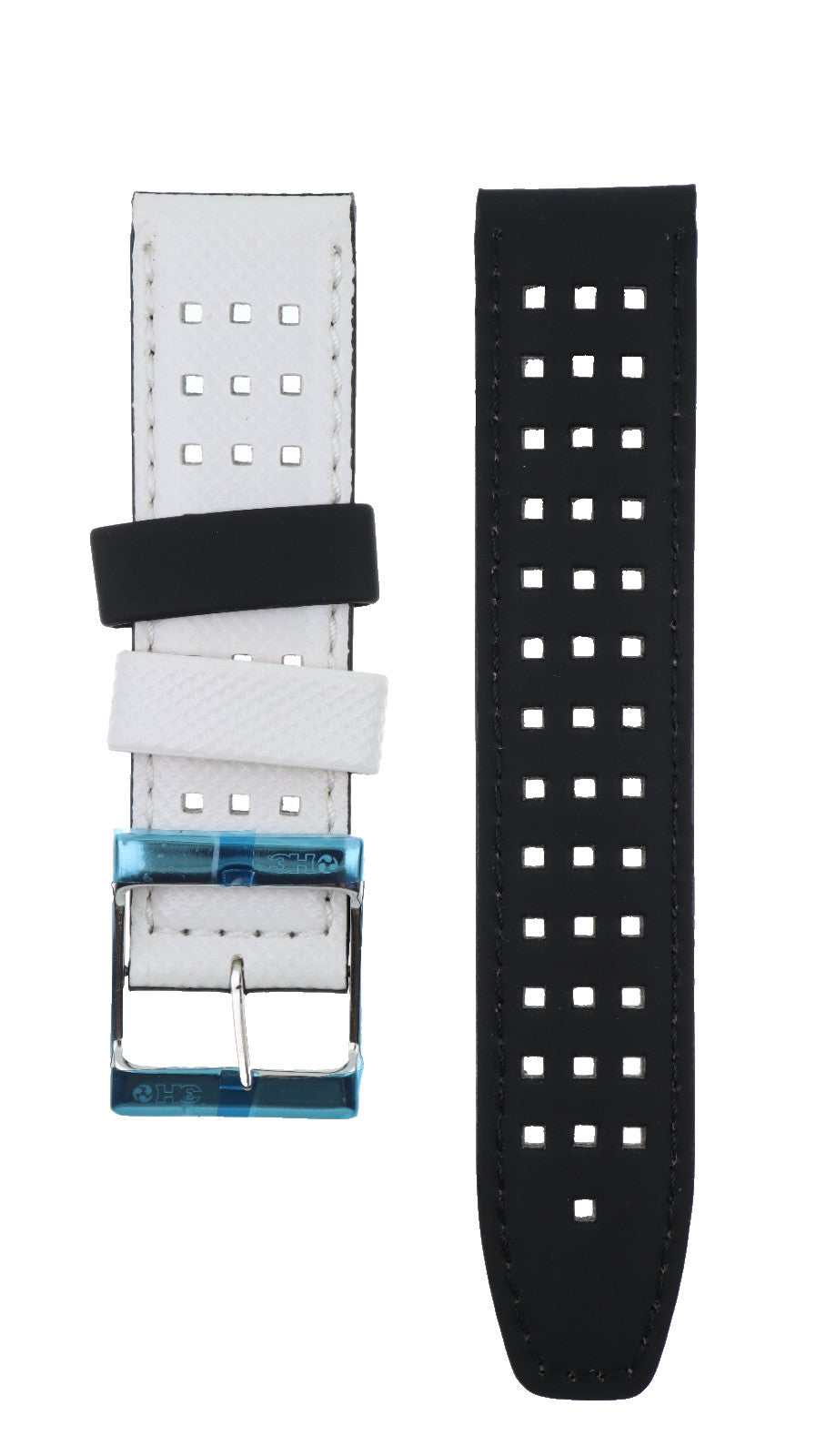 3H Cinturino Double Face 22mm Pelle Bianco Nero