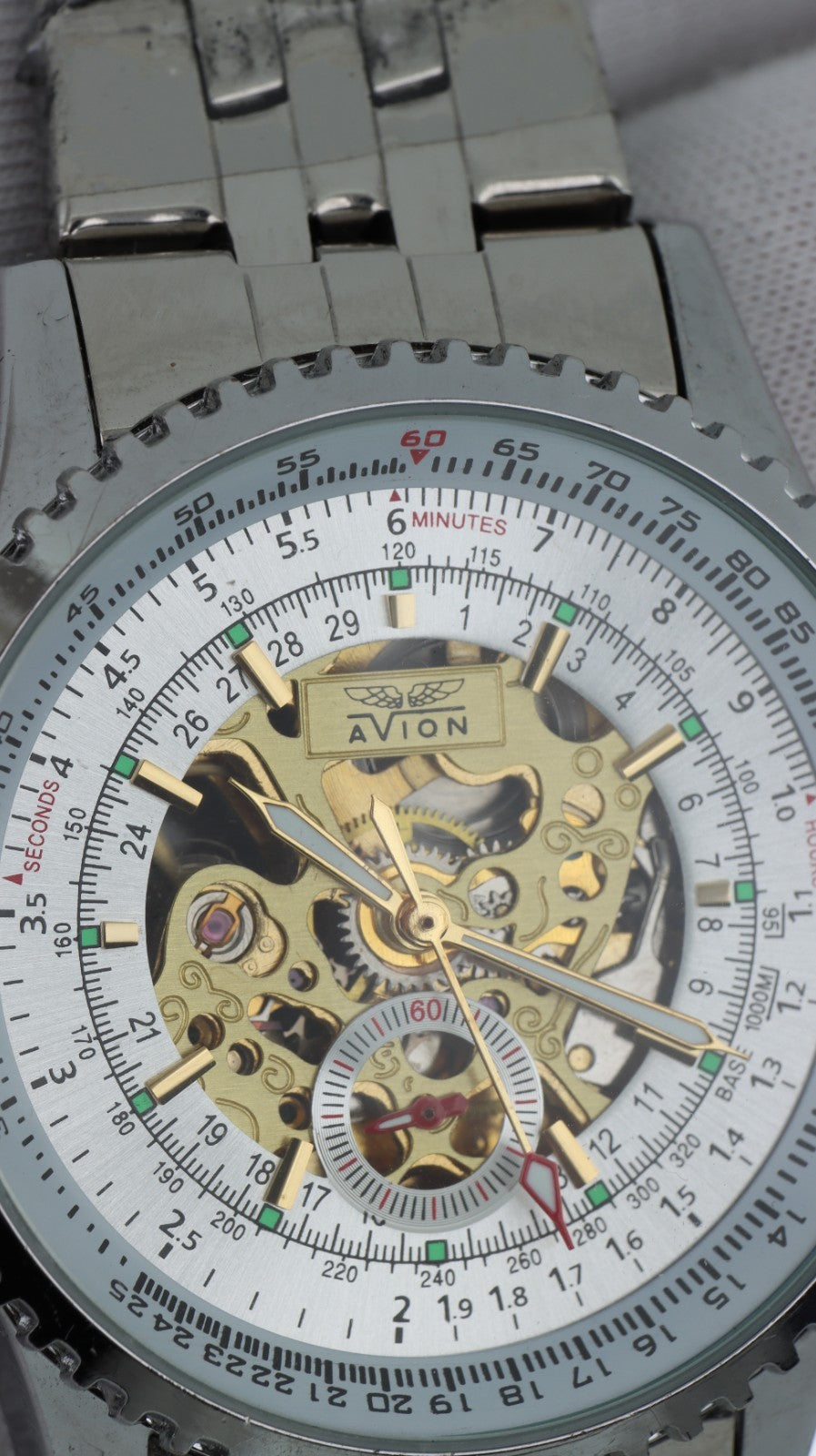 Avion AO34 Orologio Automatico Scheletrato Uomo Acciaio Mechanical Watch