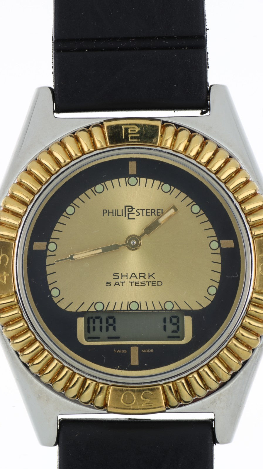 Philip Sterel Shark Ana-Digi Swiss Made Unisex Vintage 5 ATM Tested