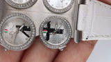 Orologio Donna Multiplo 4 Quadranti Strass Cinturino Bianco Fashion Originale