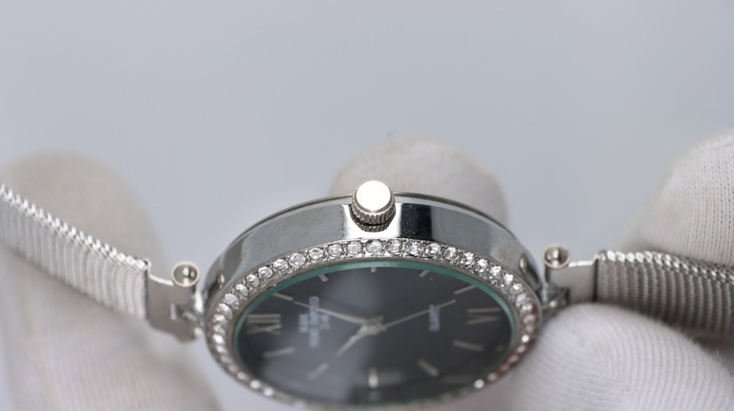Orologio Donna Elegante Silver Strass Quartz Maglia Milanese Fashion