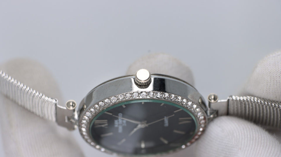 Orologio Donna Elegante Silver Strass Quartz Maglia Milanese Fashion