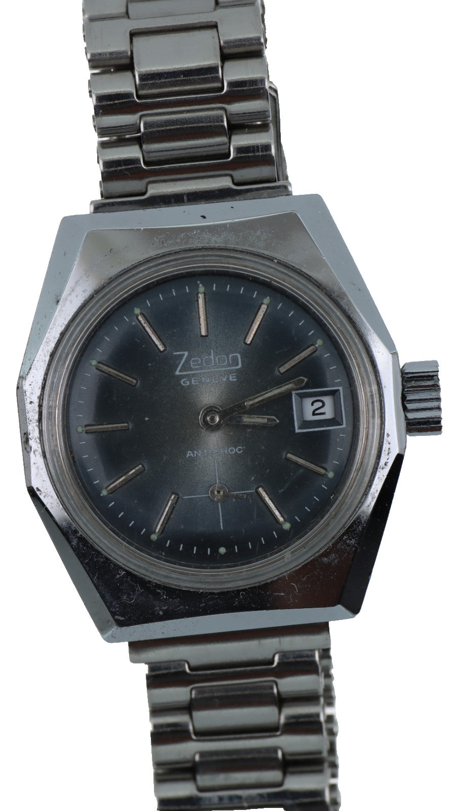 Zedon Genève Antichoc Vintage Uomo Data Manuale Swiss Made Anni 70 Acciaio