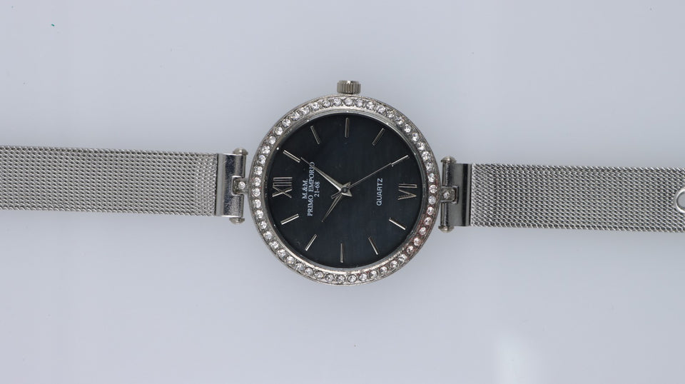 Orologio Donna Elegante Silver Strass Quartz Maglia Milanese Fashion