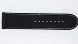 Cinturino 24MM Orologio Nero in Pelle con Cuciture a Contrasto e Fibbia Acciaio