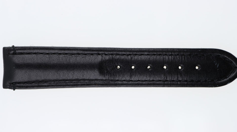 Cinturino 22MM Orologio Nero Vera Pelle Made in Italy Cuciture a Contrasto