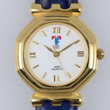 Orologio Donna Time Free Quartz 3ATM Dorato Quadrante Bianco Cinturino Pelle Blu