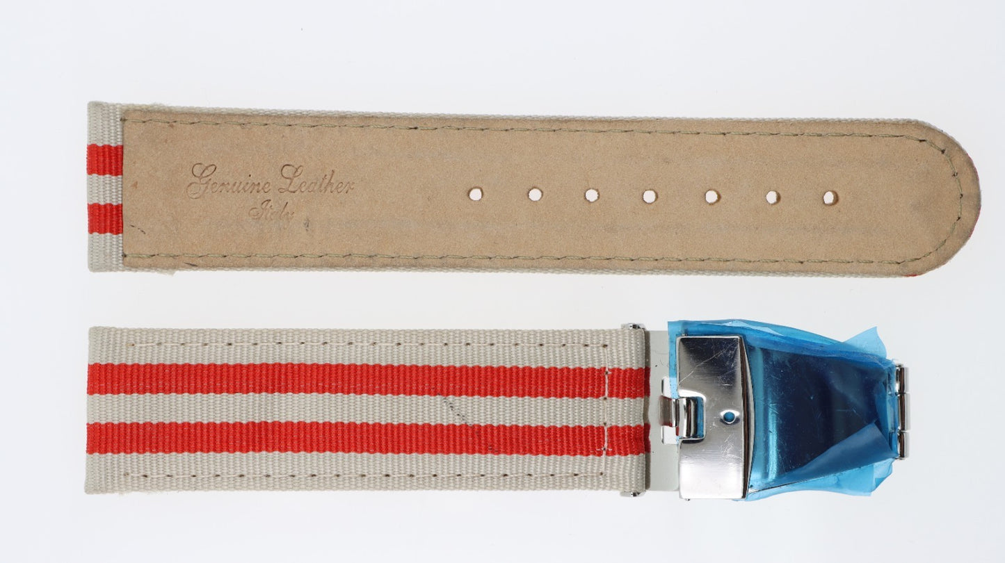 Iceberg Cinturino 24mm Pelle e Tessuto Unisex Bianco e Rosso