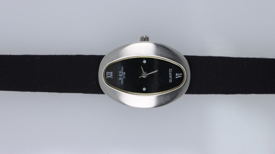 M&M Primo Emporio 21-68 Orologio Donna Vintage Ovale Nero Silver Quartz Batteria