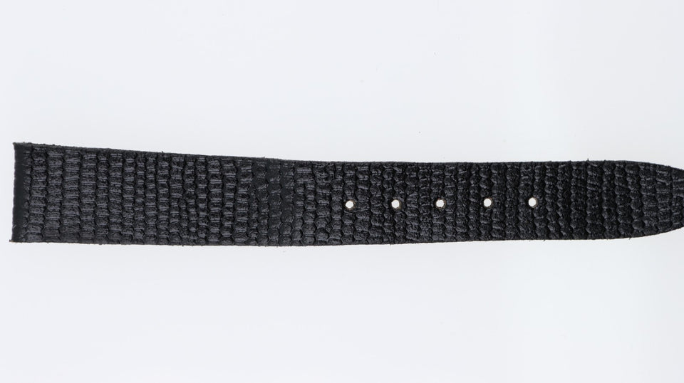 Cinturino 14MM Vintage Pelle Nera Effetto Lucertola per Orologio Uomo