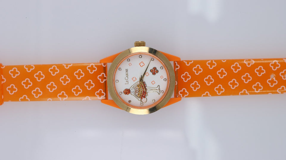 Orologio Donna Le Carose Arancione Fashion Quartz Strass Silicone Originale