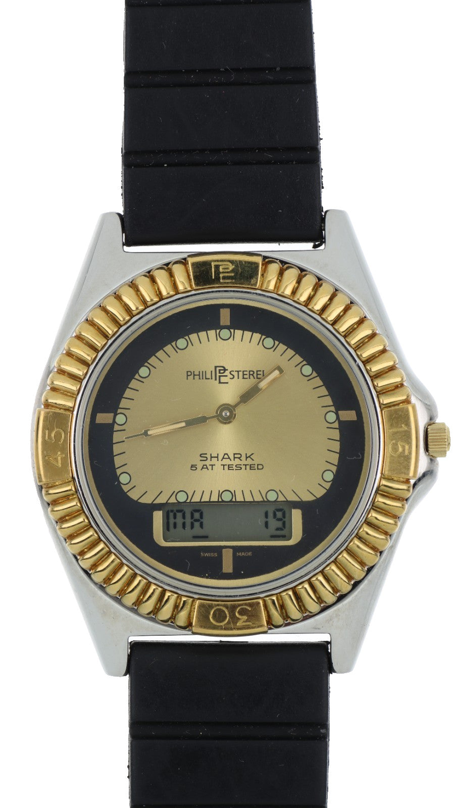 Philip Sterel Shark Ana-Digi Swiss Made Unisex Vintage 5 ATM Tested