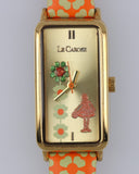 Orologio Le Carose Donna Rettangolare Fantasia Floreale Arancione Fashion