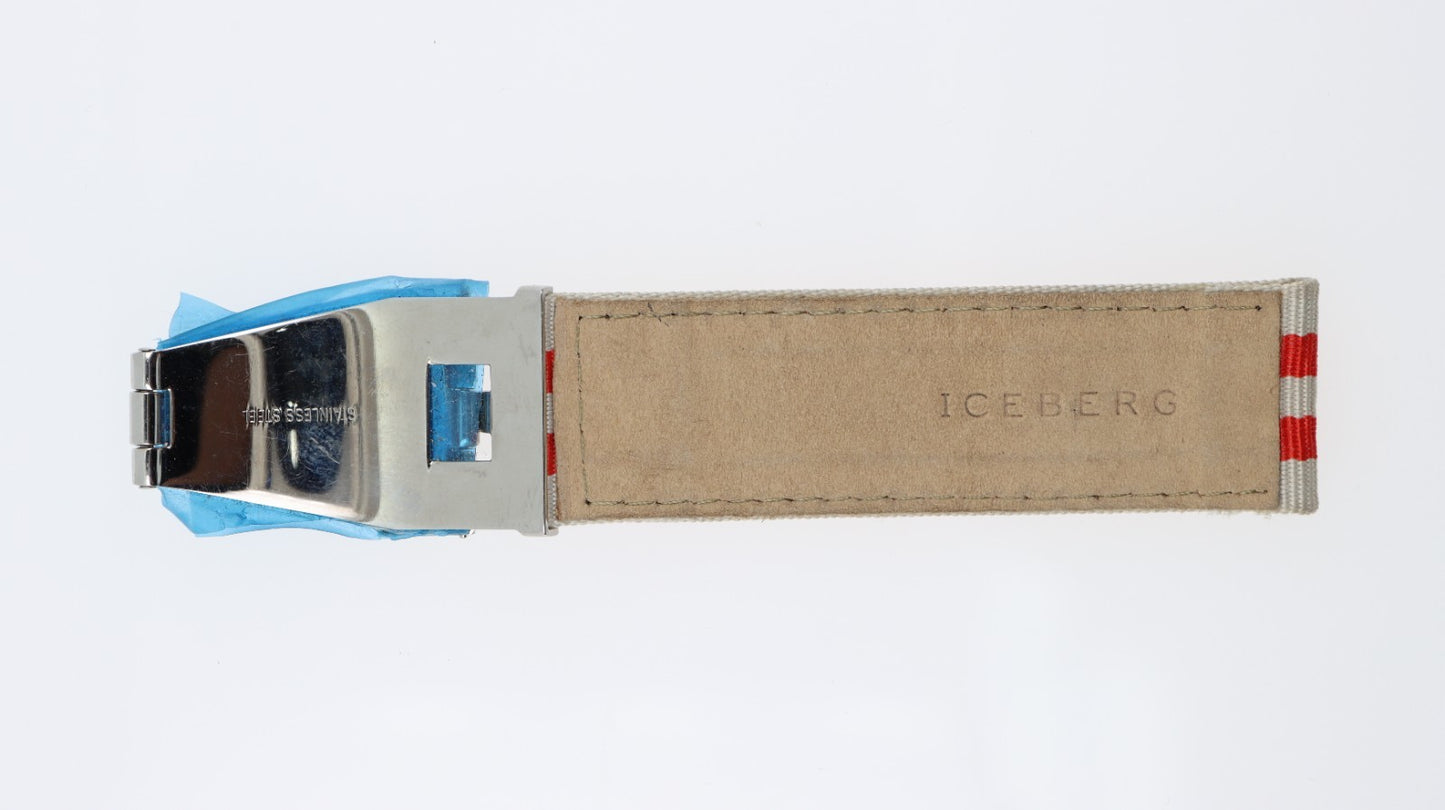 Iceberg Cinturino 24mm Pelle e Tessuto Unisex Bianco e Rosso