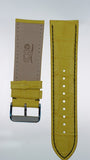 Cinturino 26MM Orologio 3H Vera Pelle Giallo Effetto Coccodrillo Cuciture Nere