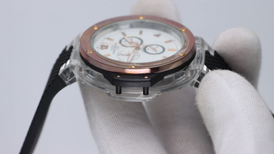 Orologio M&M Primo Emporio Uomo Chronograph Nero Oro Rosa Silicone Quartz