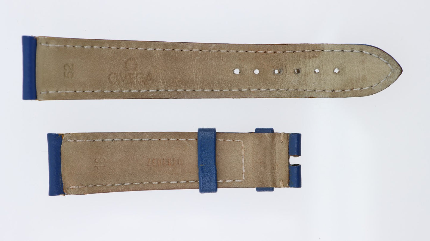Omega Cinturino Originale 18mm Pelle Blu Unisex