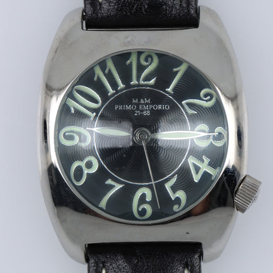 Orologio M&M Primo Emporio 21-68 Uomo Donna Nero Acciaio 3ATM Cinturino Pelle
