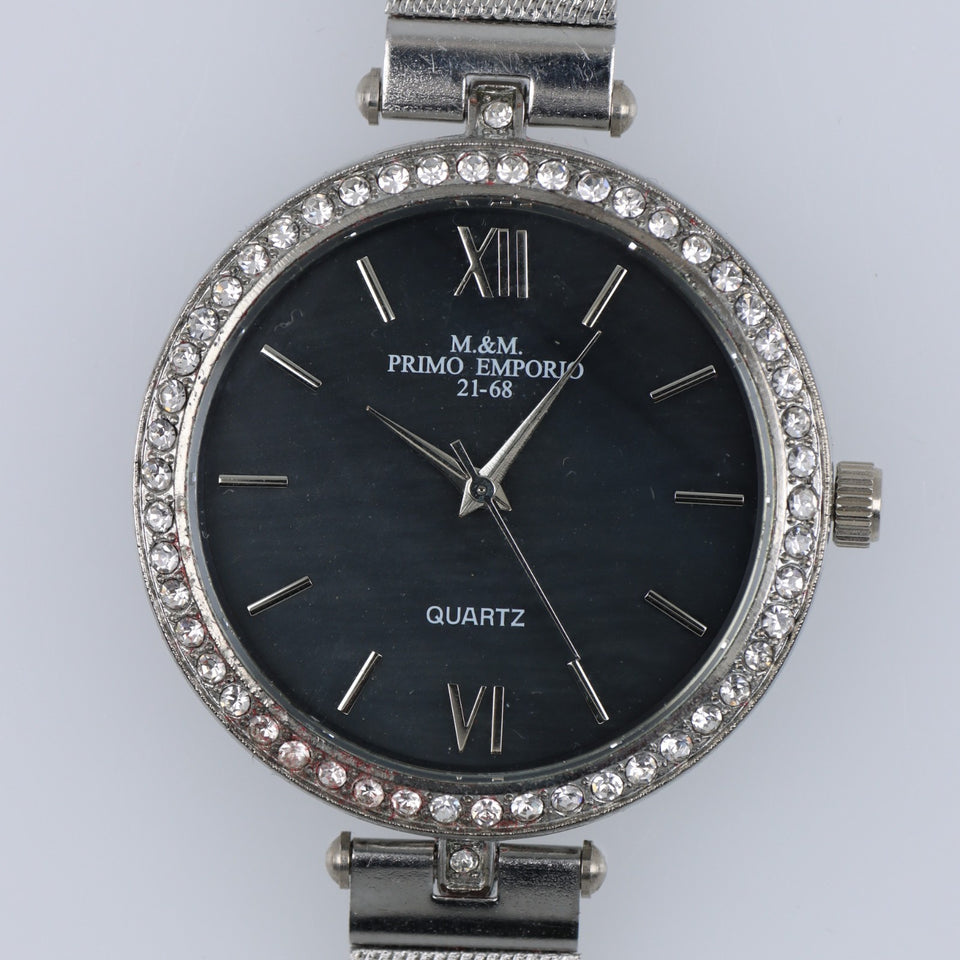 Orologio Donna Elegante Silver Strass Quartz Maglia Milanese Fashion