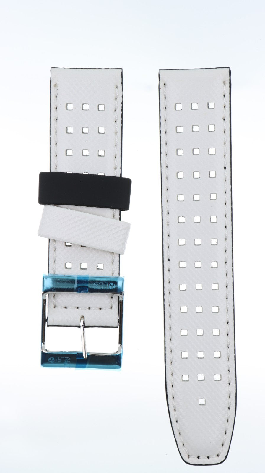3H Cinturino Double Face 22mm Pelle Bianco Nero
