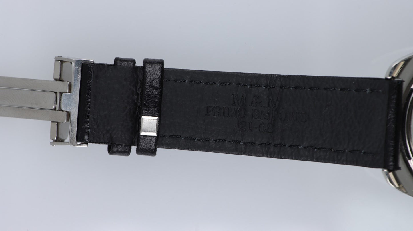 Orologio M&M Primo Emporio 21-68 Uomo Donna Nero Acciaio 3ATM Cinturino Pelle