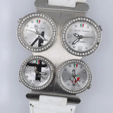 Orologio Donna Multiplo 4 Quadranti Strass Cinturino Bianco Fashion Originale